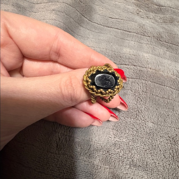 Vintage adjustable black glass ring - Picture 6 of 6